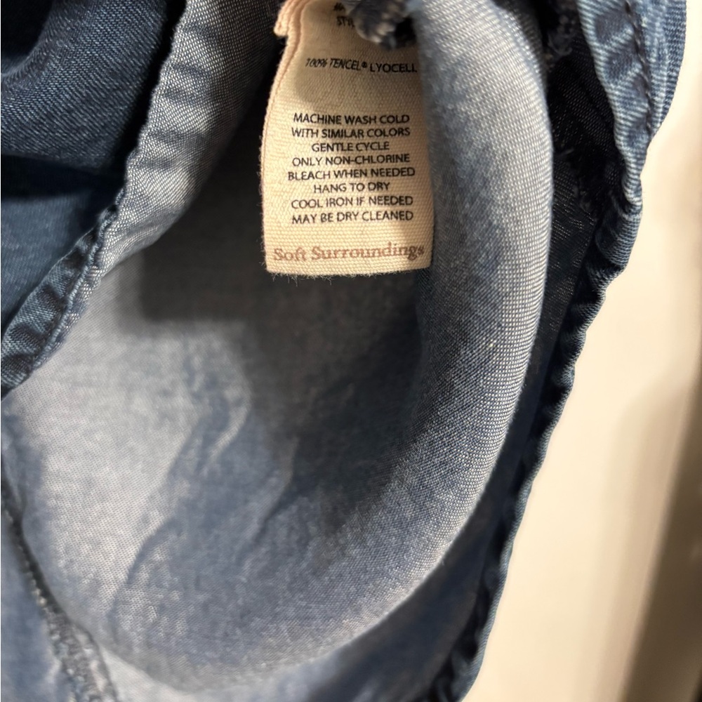 Soft Surroundings Womens Shirt Chambray Denim Babydoll Button Up Small - Picture 4 of 6